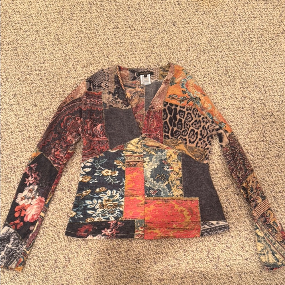 Roberto Cavalli Multicolor Patchwork Long Sleeve … - image 1